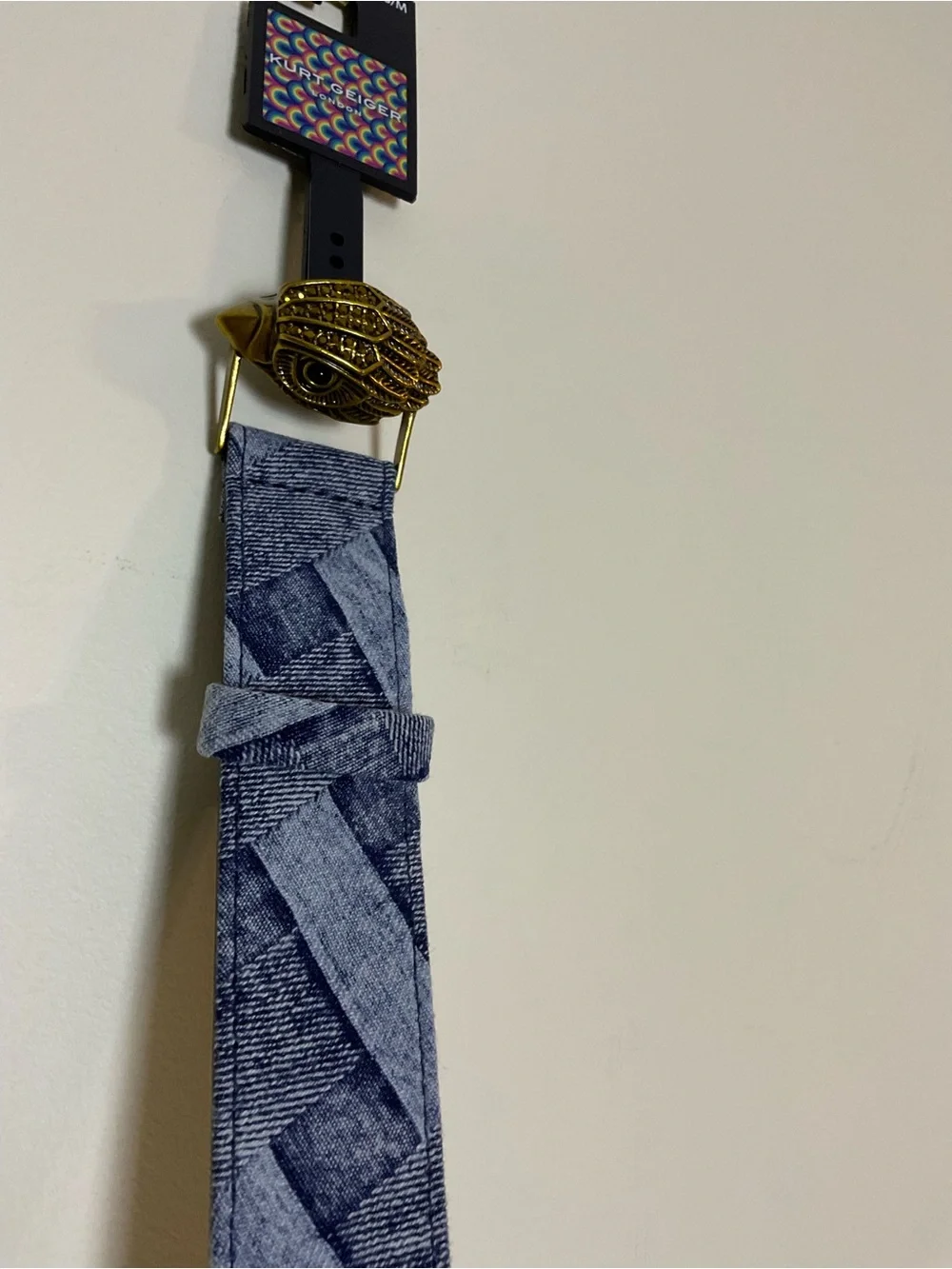 Kurt Geiger Kensington Blue Denim Pattern Belt